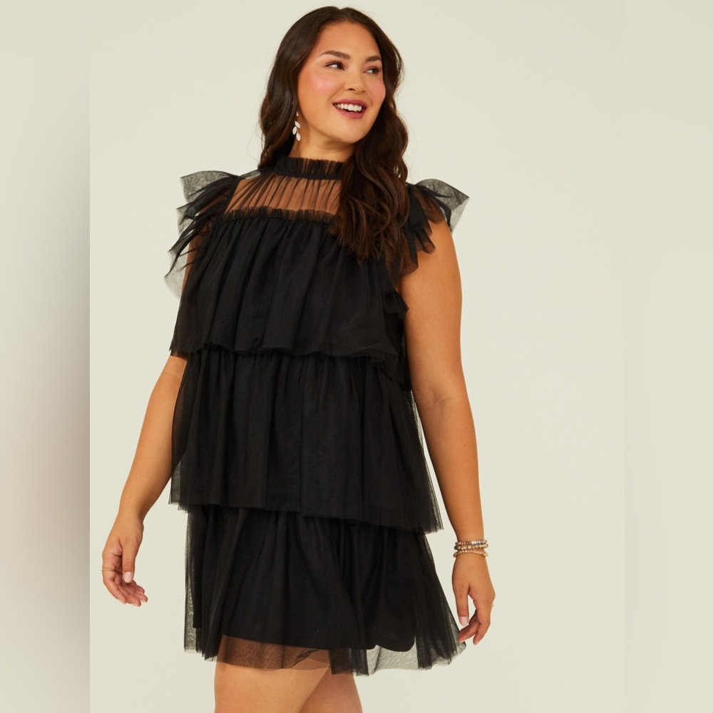 Arula Neriah Tulle Dress Color: Black Size: 1X